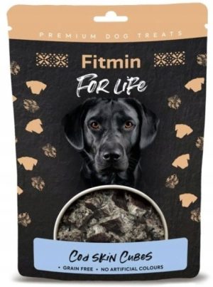 FITMIN przysmak dla psa KOSTKI ZE SKÓRY DORSZA 100g suszone naturalne