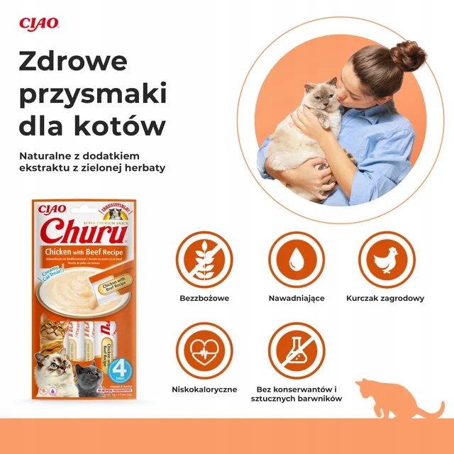 Churu przysmak dla kota krem KURCZAK WOŁOWINA 4x14g eu111