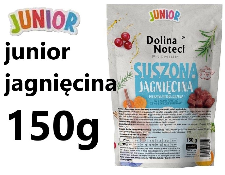 Dolina Noteci karma dla szczeniąt suszona z jagnięciną 150 g półwilgotna