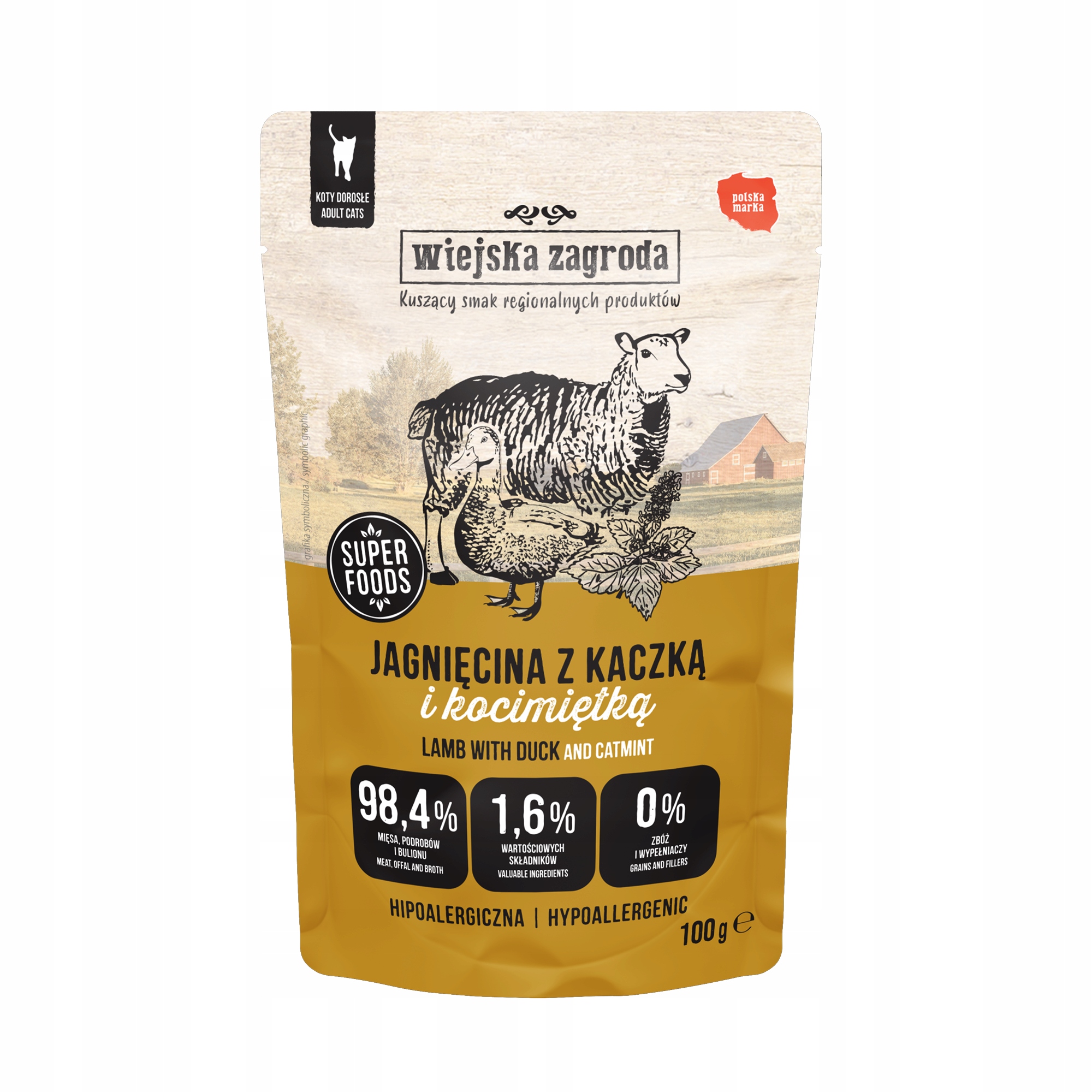 Wiejska Zagroda karma mokra kot JAGNIĘCINA KACZKA KOCIMIĘTKA 100g
