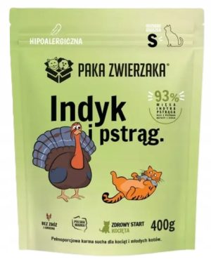 Paka Zwierzaka sucha karma dla kociąt INDYK PSTRĄG 400g