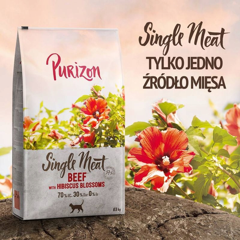 Purizon sucha karma dla kota WOŁOWINA HIBISKUS 400 g Single Meat