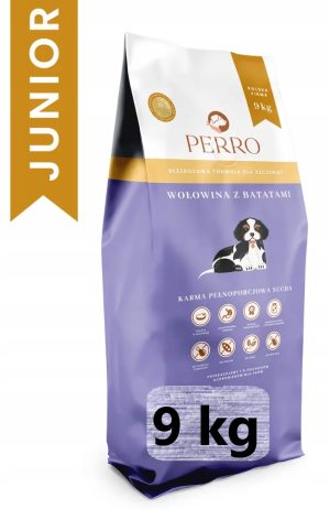 Perro sucha karma dla szczeniąt WOŁOWINA BATATY 9 KG