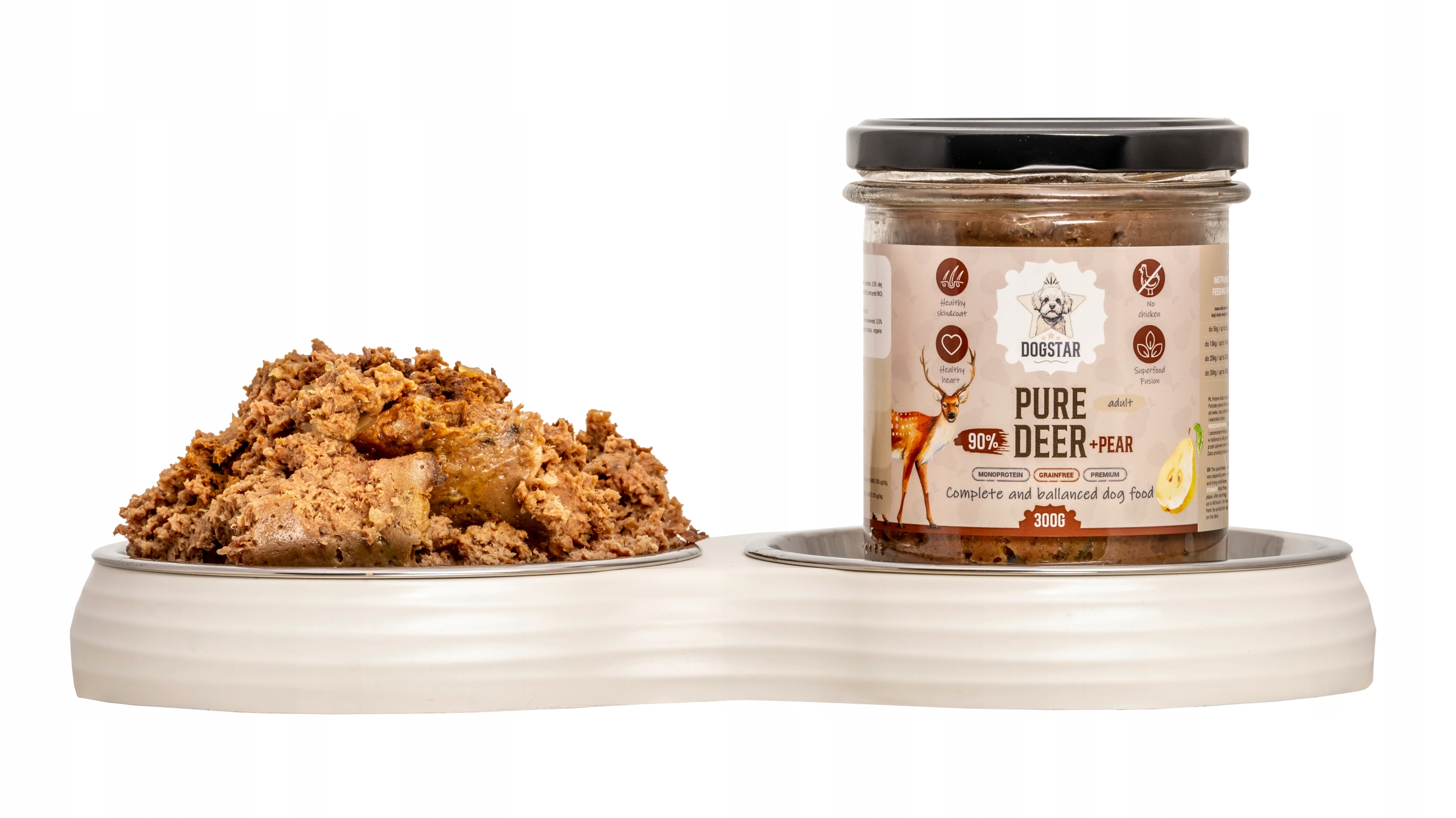 DOGSTAR karma mokra dla psa JELEŃ Z GRUSZKĄ 300 g Pure Deer