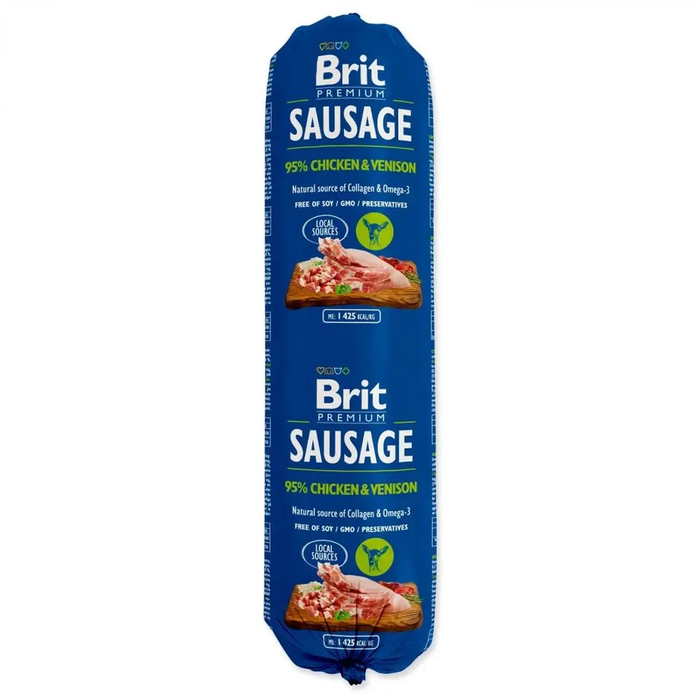 Brit mokra karma dla psa kurczak dziczyzna Premium Sausage kiełbasa 800g