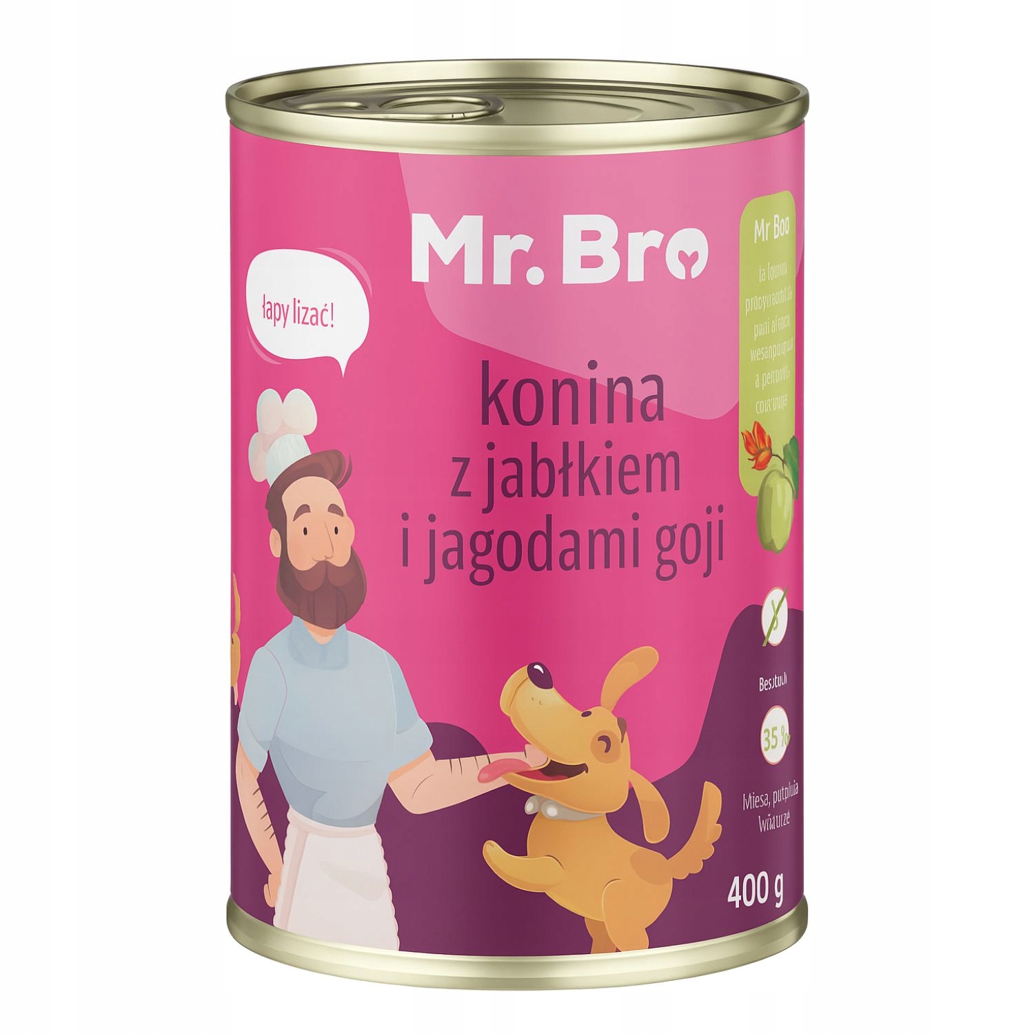 Karma mokra dla psa Mr. Bro konina z jabłkiem i jagodami goji 400g