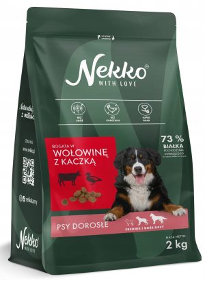 NEKKO sucha karma dla psa WOŁOWINA KACZKA 2KG