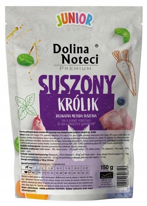 Dolina Noteci karma dla szczeniąt suszona z królikiem 150 g półwilgotna