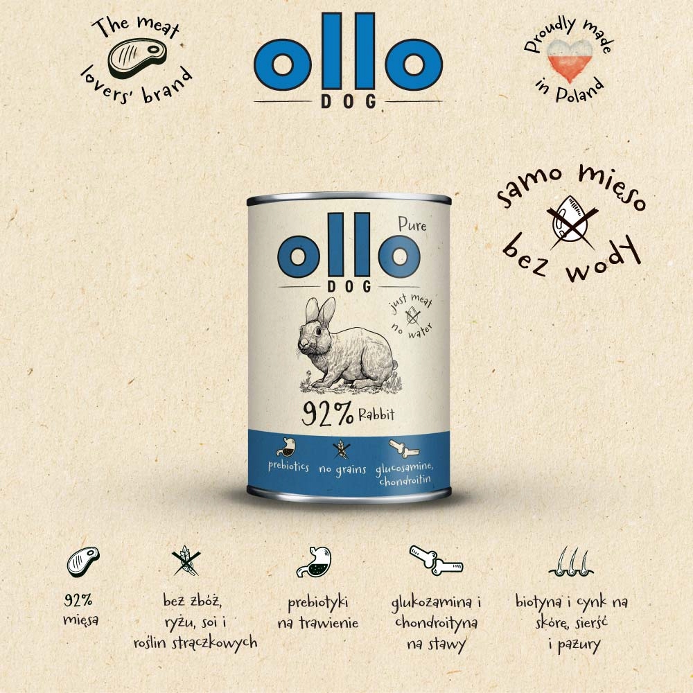 Ollo mokra karma dla psa Pure KRÓLIK 400g