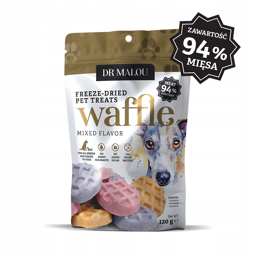 DrMalou WAFLE Z LIOFILIZOWANEGO MIĘSA KURCZAKA przysmak dla psa 120 g