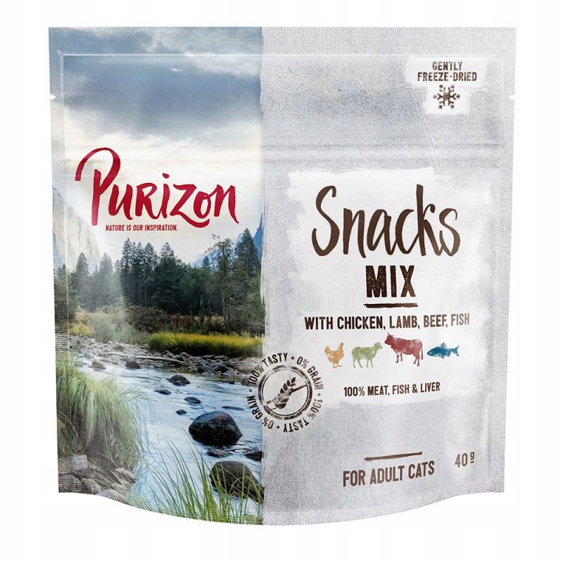 Purizon przysmaki kot liofilizowane RYBY KURCZAK JAGNIĘCINA WOŁOWINA 40 g